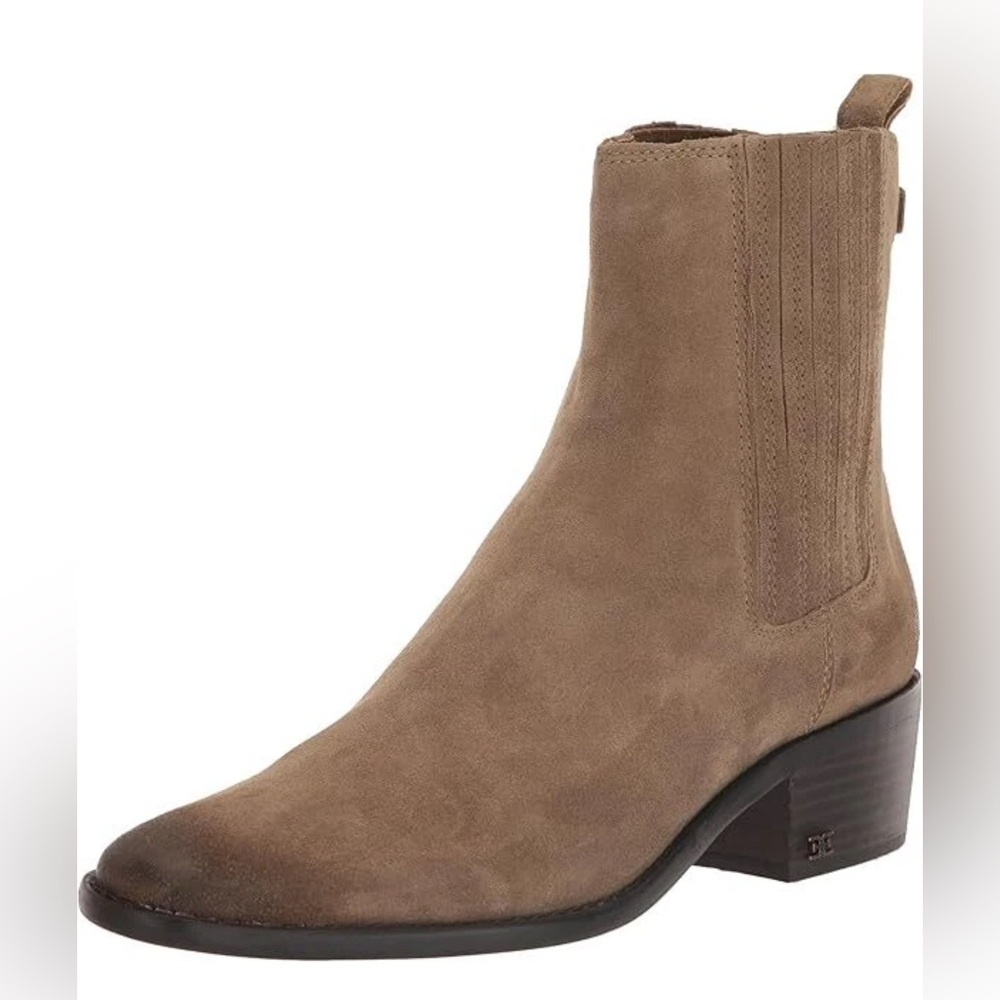 Sam Edelman Bronson Washed Stone Pull On Stacked Heel Pointed Toe Boots 8.5